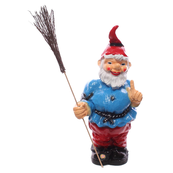 Peter the gnome with a broom