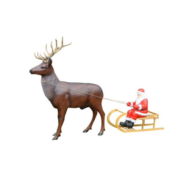 Jeleń+mikołaj na sankach