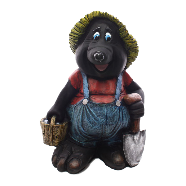 Kret z łopatką i wiaderkiem