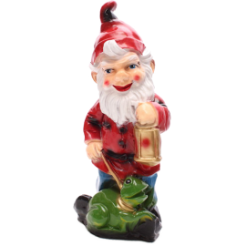 Gnome with a lamp and frog