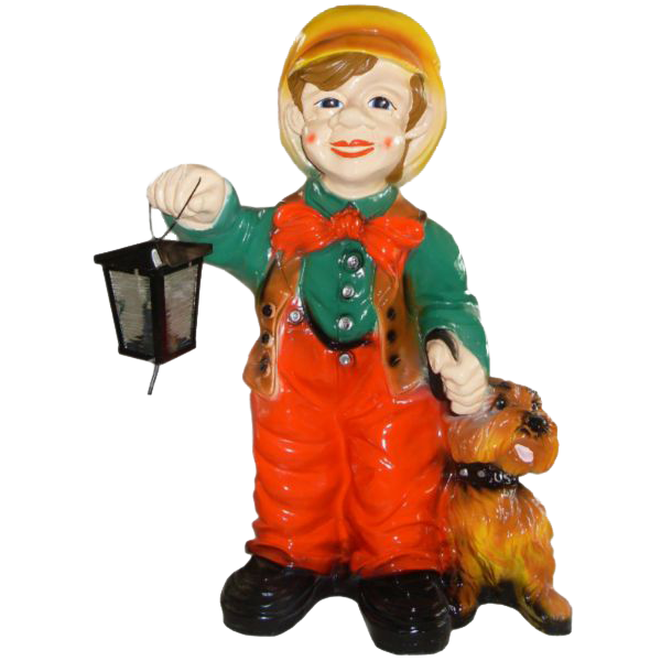 Chłopiec z psem i lampą