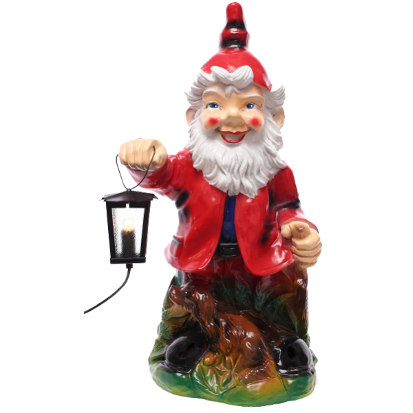 Gnome with an electric lamp