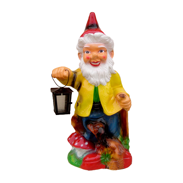 Gnome with an electric lamp